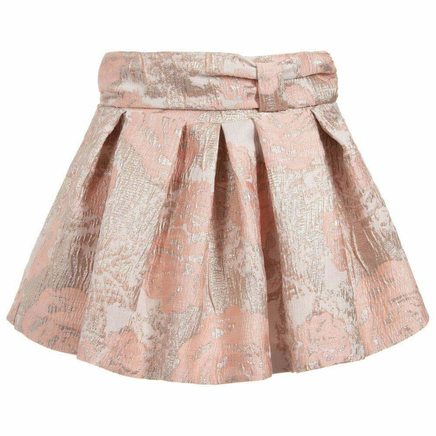 Girls Pink & Gold Jacquard Skirt, 1, hi-res