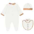 Ivory & Beige Geo Map Babygrow Gift Set, 4, hi-res