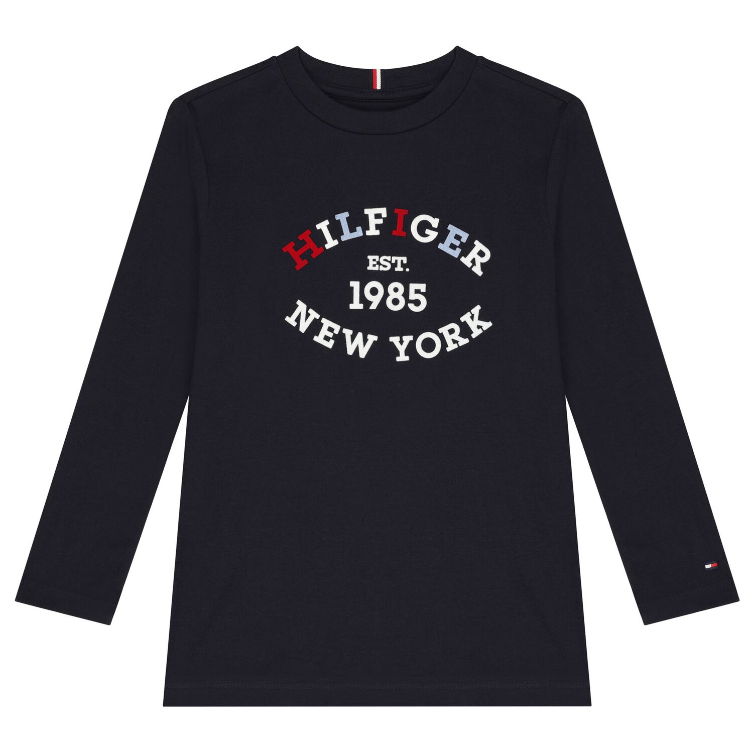 Boys Navy Blue Logo Long Sleeve Top, 1, hi-res