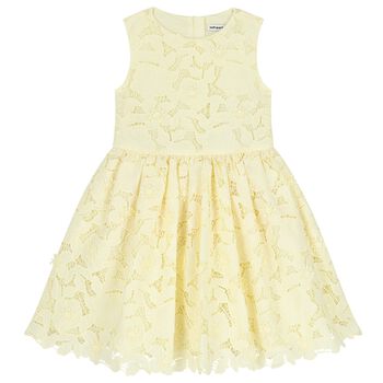 Girls Yellow Flower Lace Dress