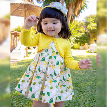 Younger Girls Beige Floral Dress
