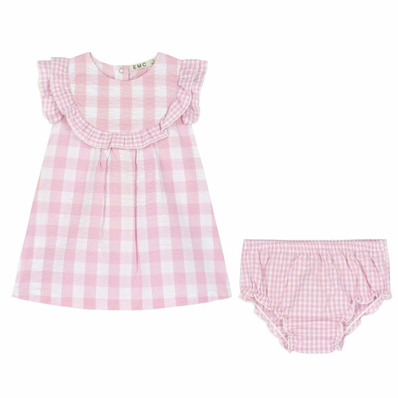 Ela Confeccion AW25 Girls Dusty Pink Gingham Dress Set - (Made to order)