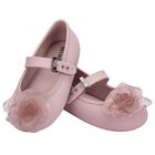 Girls Pink Flower Ballerina Shoes, 2, hi-res