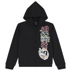 Boys Black Logo Hooded Zip Up Top, 1, hi-res