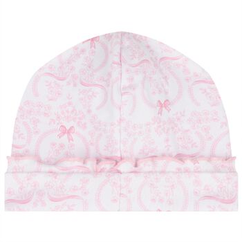 Baby Girls White & Pink Delicate Blooming Bow Hat