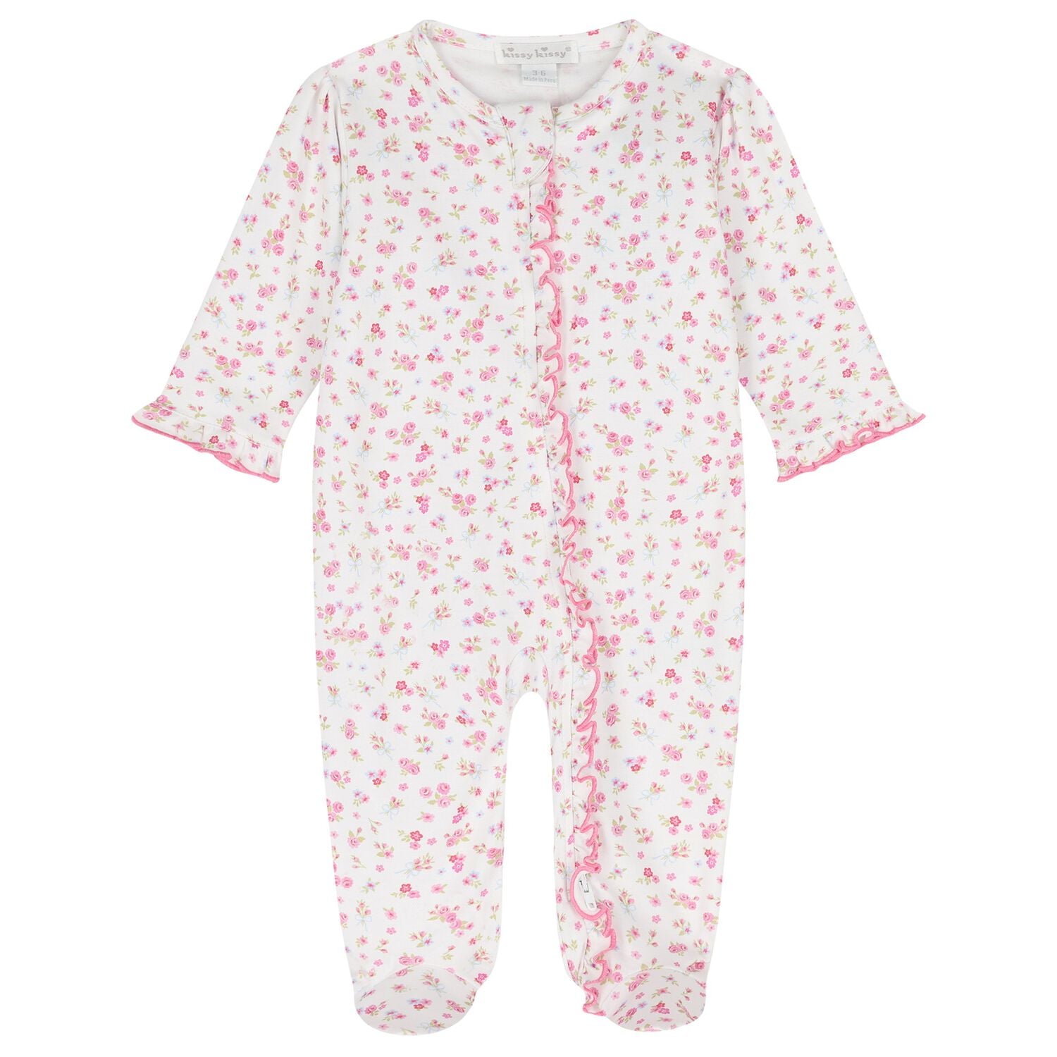 Baby Girls White & Pink Rose Renaissance Babygrow, 1, hi-res