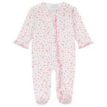 Baby Girls White & Pink Rose Renaissance Babygrow