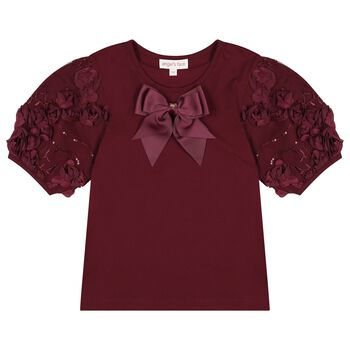 Girls Burgundy Bow Belle T-Shirt
