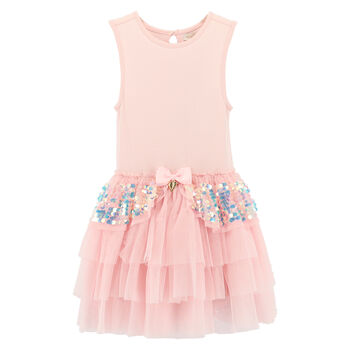 Girls Pink Tulle & Sequin Dress