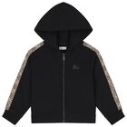 Boys Black EKD Logo Zip Up Hooded Top, 1, hi-res