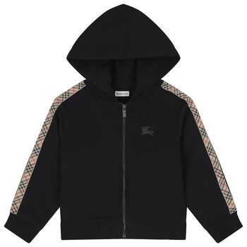 Boys Black EKD Logo Zip Up Hooded Top