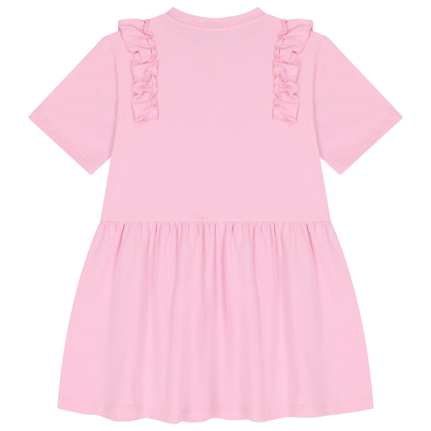 Girls Pink Logo Ruffled Dress, 1, hi-res