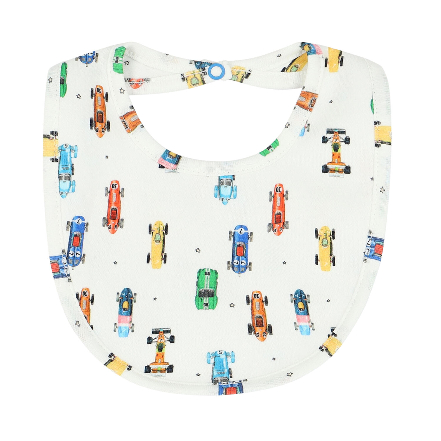 Baby Boys White Car Bib, 1, hi-res