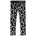 Girls Black Flower Logo Leggings, 1, hi-res