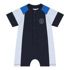Baby Boys Navy Blue Logo Romper, 2, hi-res