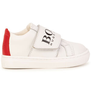 Boys White Logo Leather Trainers