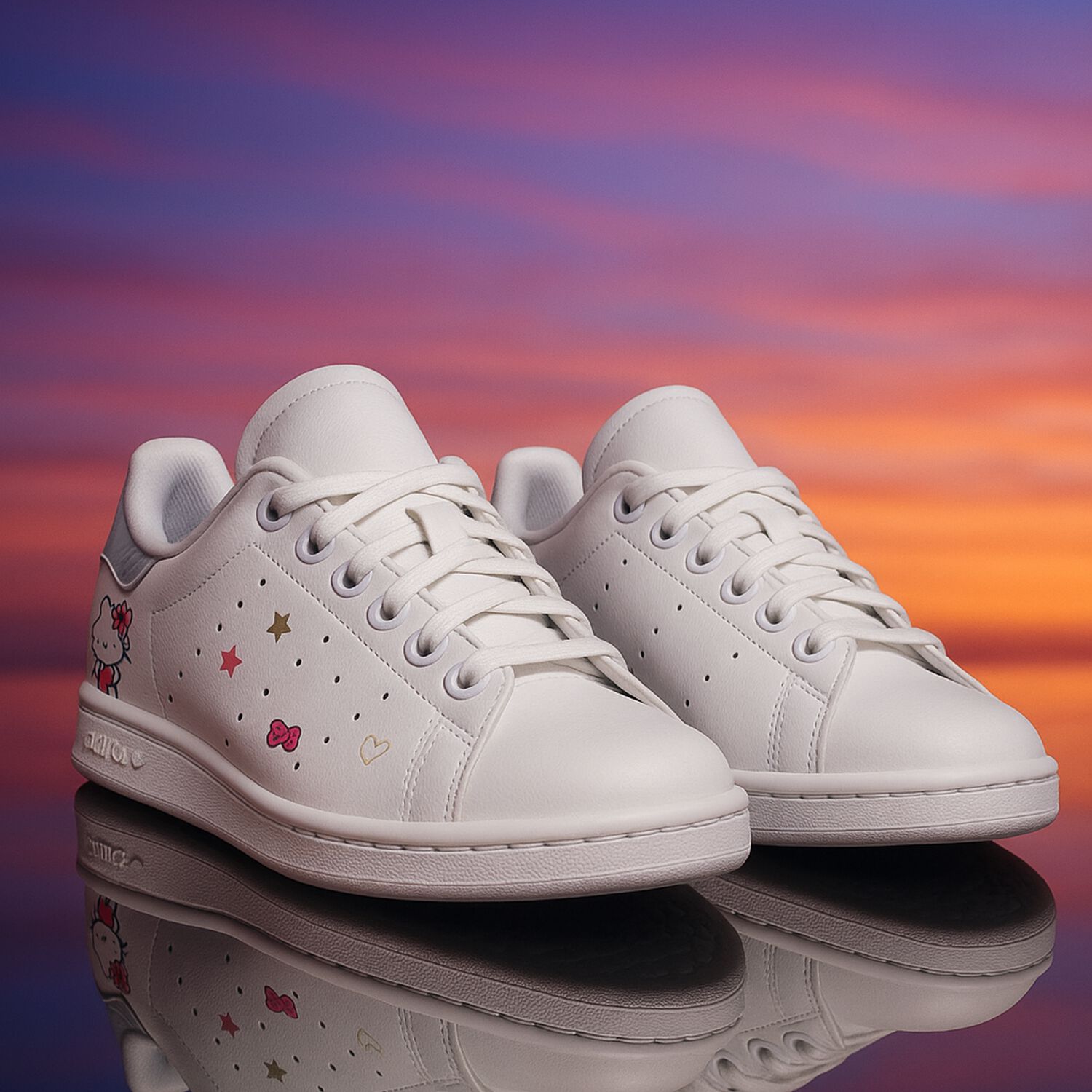 Girls White Stan Smith Hello Kitty Trainers, 1, hi-res image number null