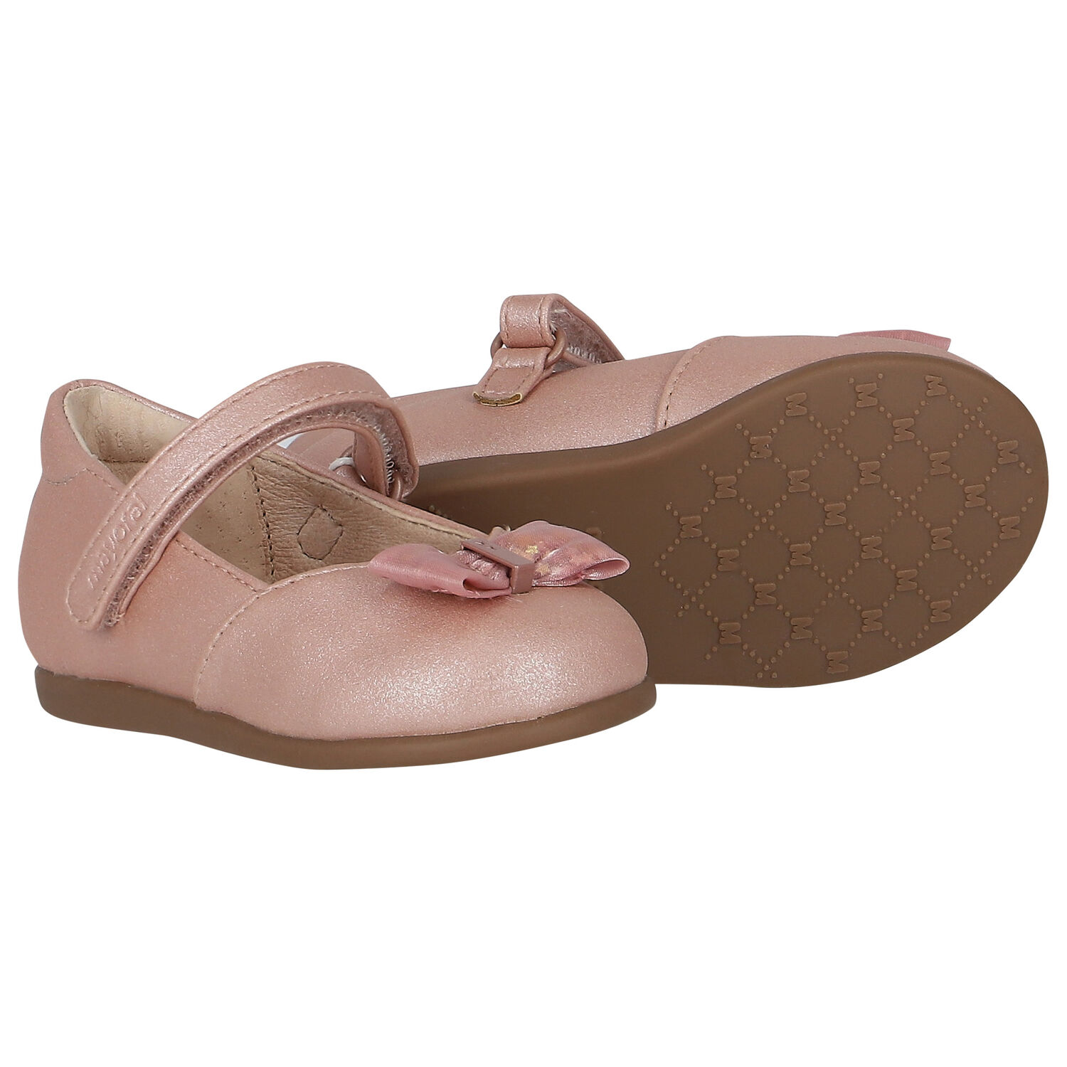 Younger Girls Pink Bow Shoes, 1, hi-res