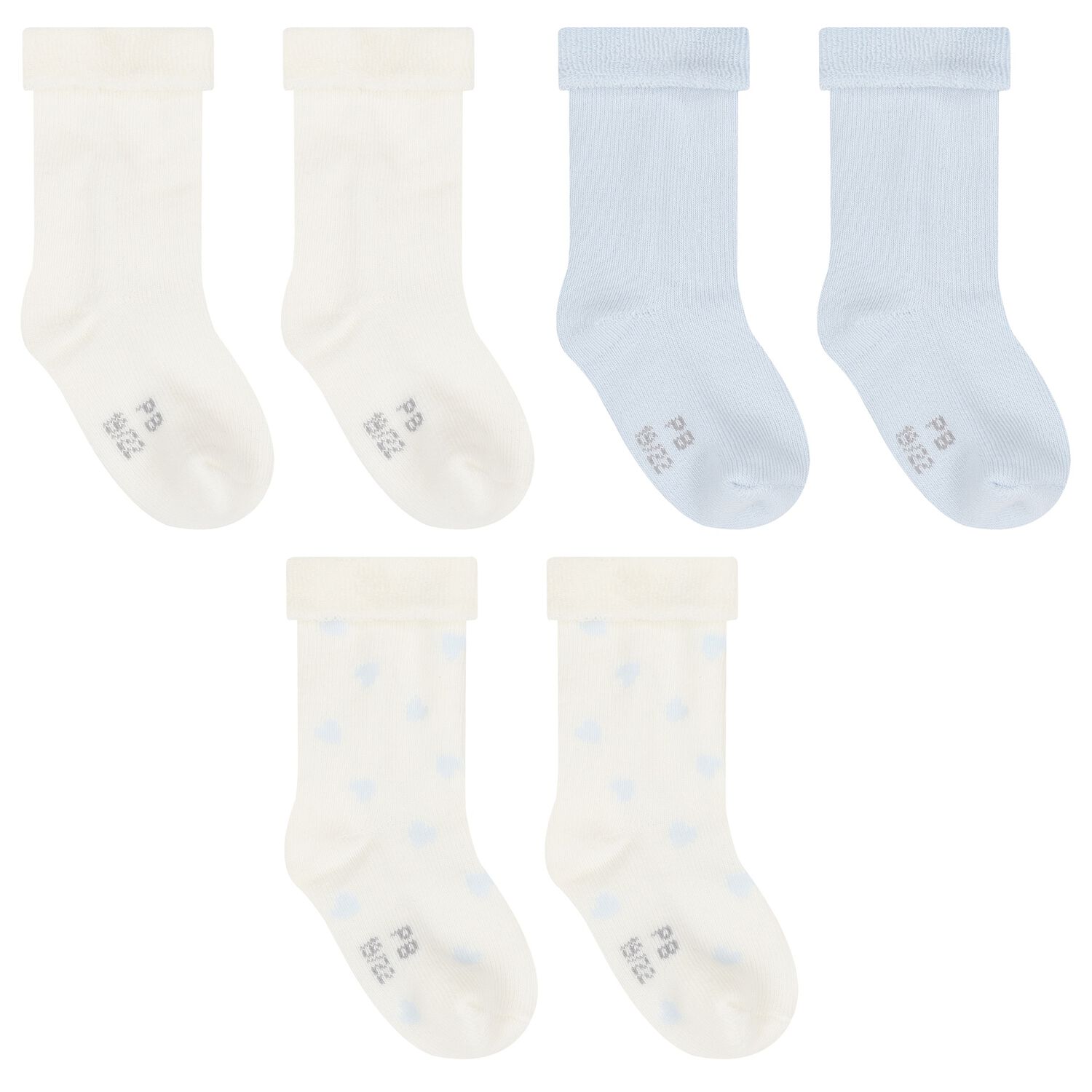 Baby Boys Ivory & Blue Socks ( 3-Pack ), 1, hi-res