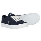 Boys Navy Blue Logo Trainers, 1, hi-res