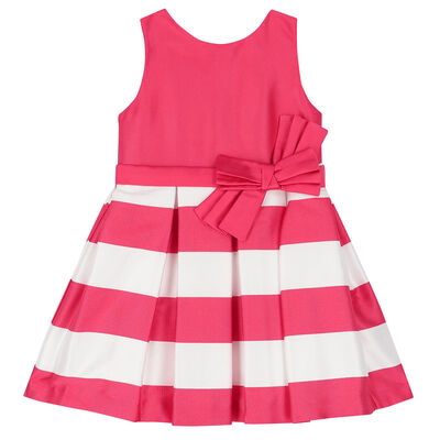فستان مخطط باللون الوردي والأبيض