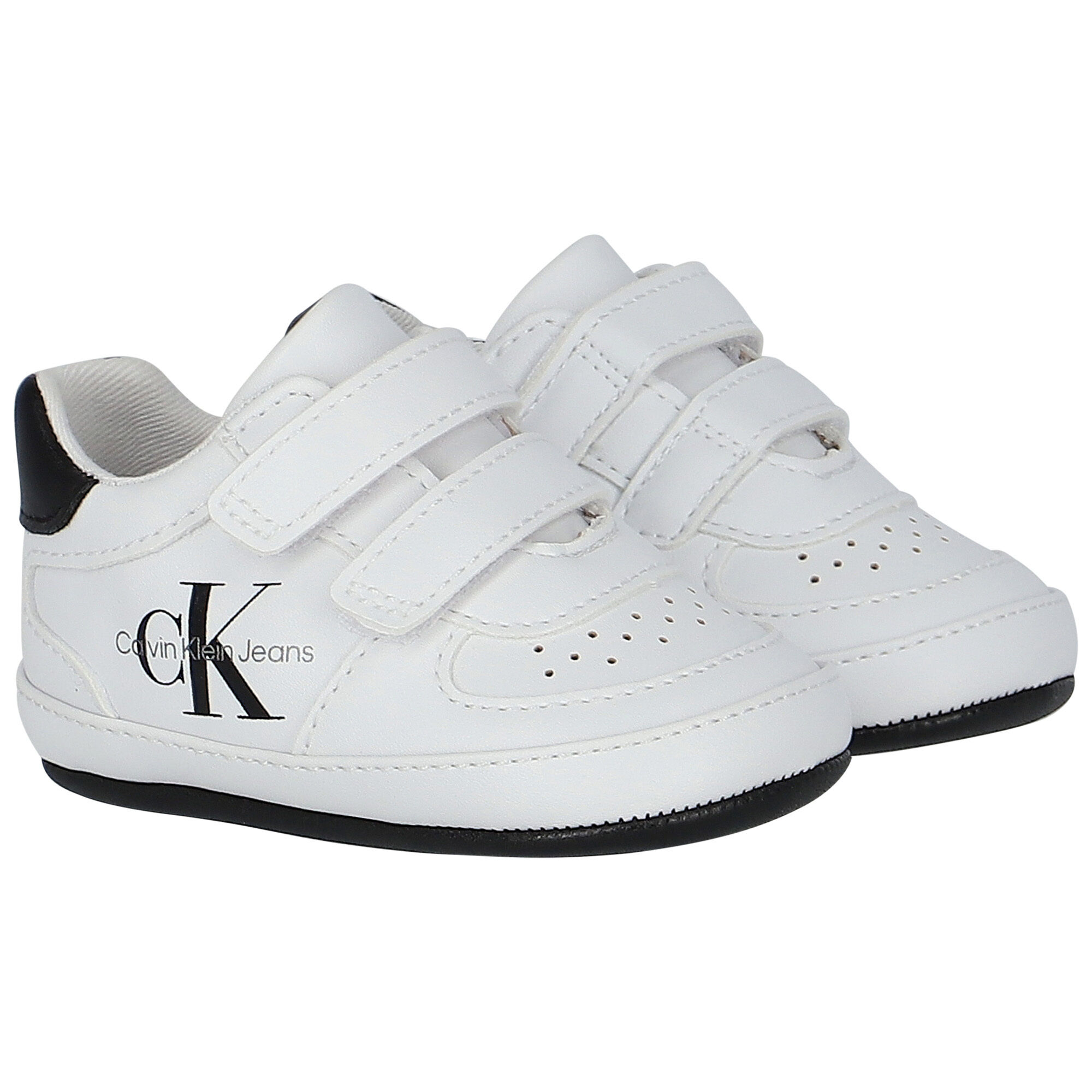 Calvin Klein White Black Logo Pre Walker Shoes Junior Couture USA