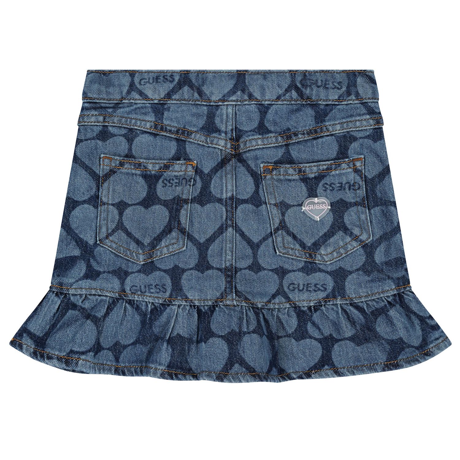 Girls Blue Logo Denim Skirt, 1, hi-res image number null