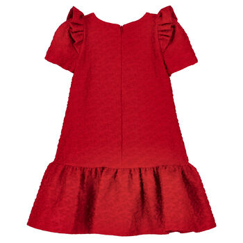 Girls Red Brocade Dress