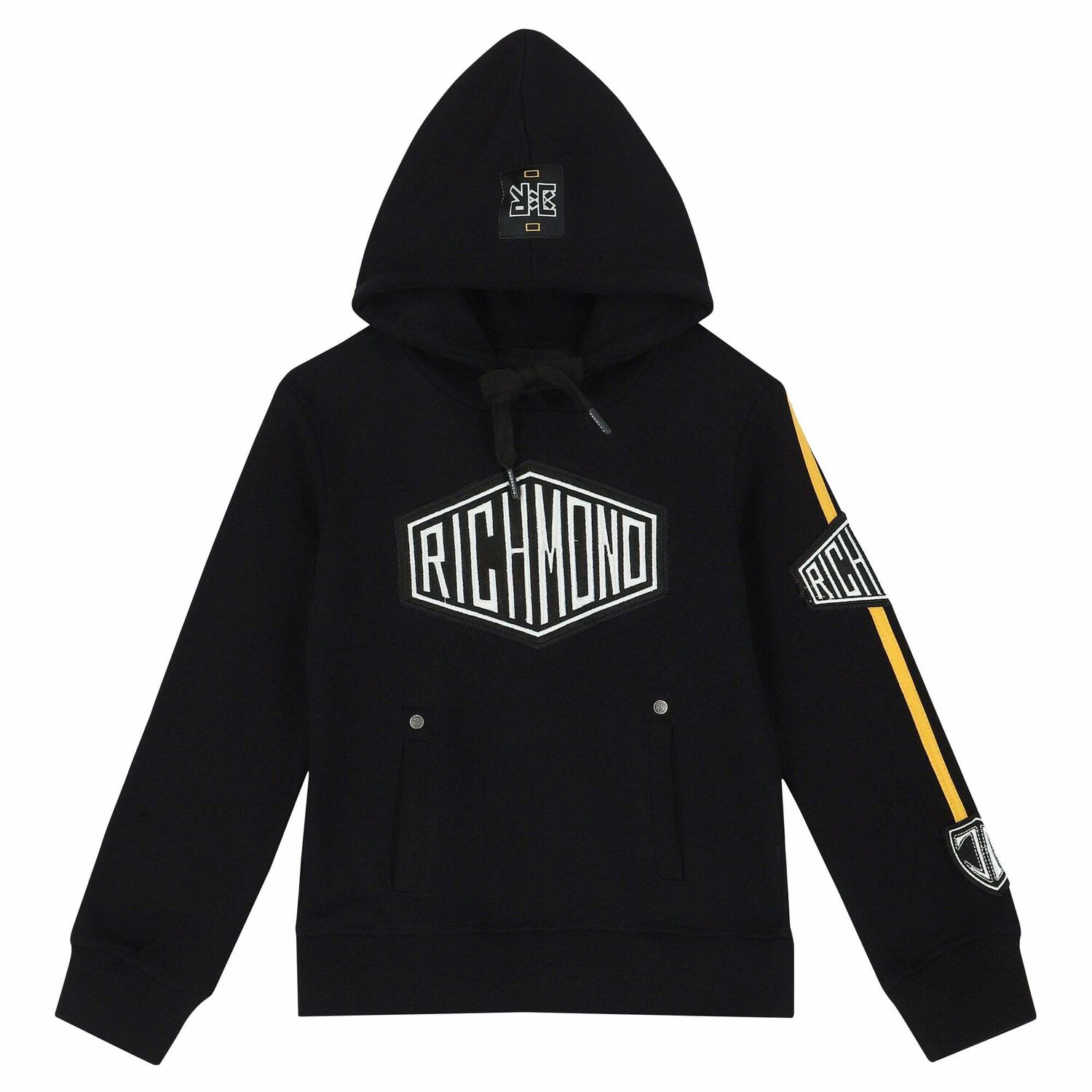 Boys Black Logo Hooded Top, 1, hi-res image number null