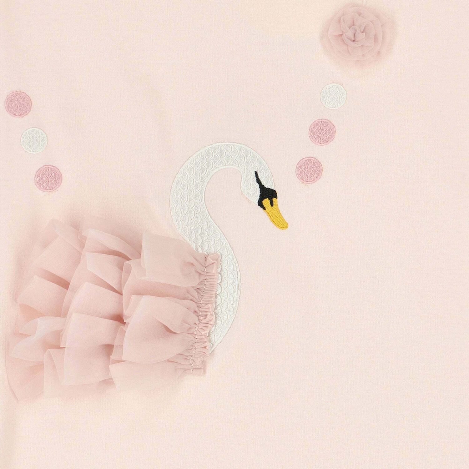 فستان بطبعة بجعة باللون الزهرى للبنات, 1, hi-res image number null