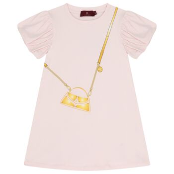 Girls Pink Bag Logo Dress