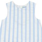 Girls White & Blue Striped Blouse, 1, hi-res
