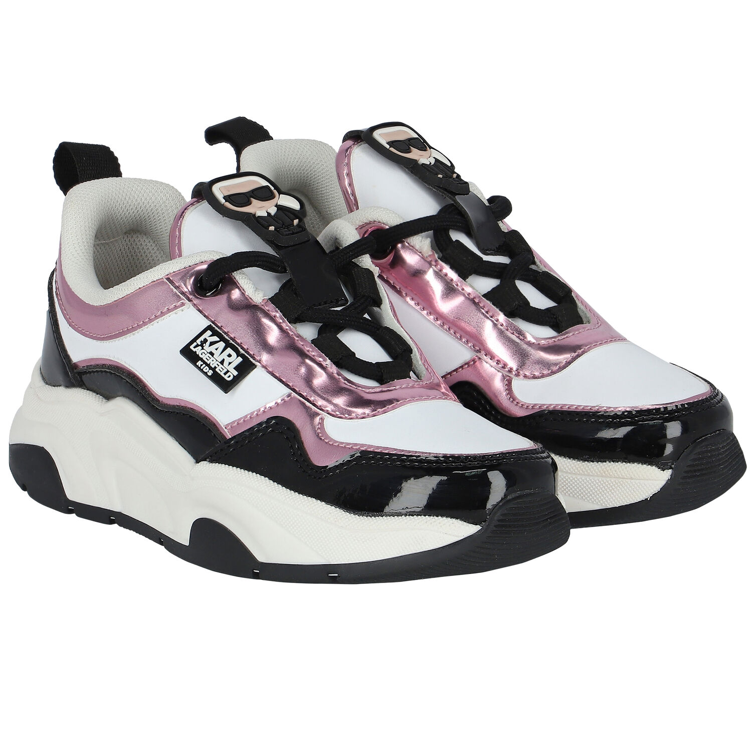 Girls White Logo Trainers, 1, hi-res