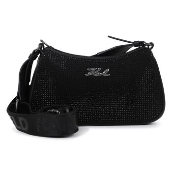 Girls Black Embellished Logo Handbag