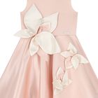 Girls Pink Satin Floral Dress, 1, hi-res