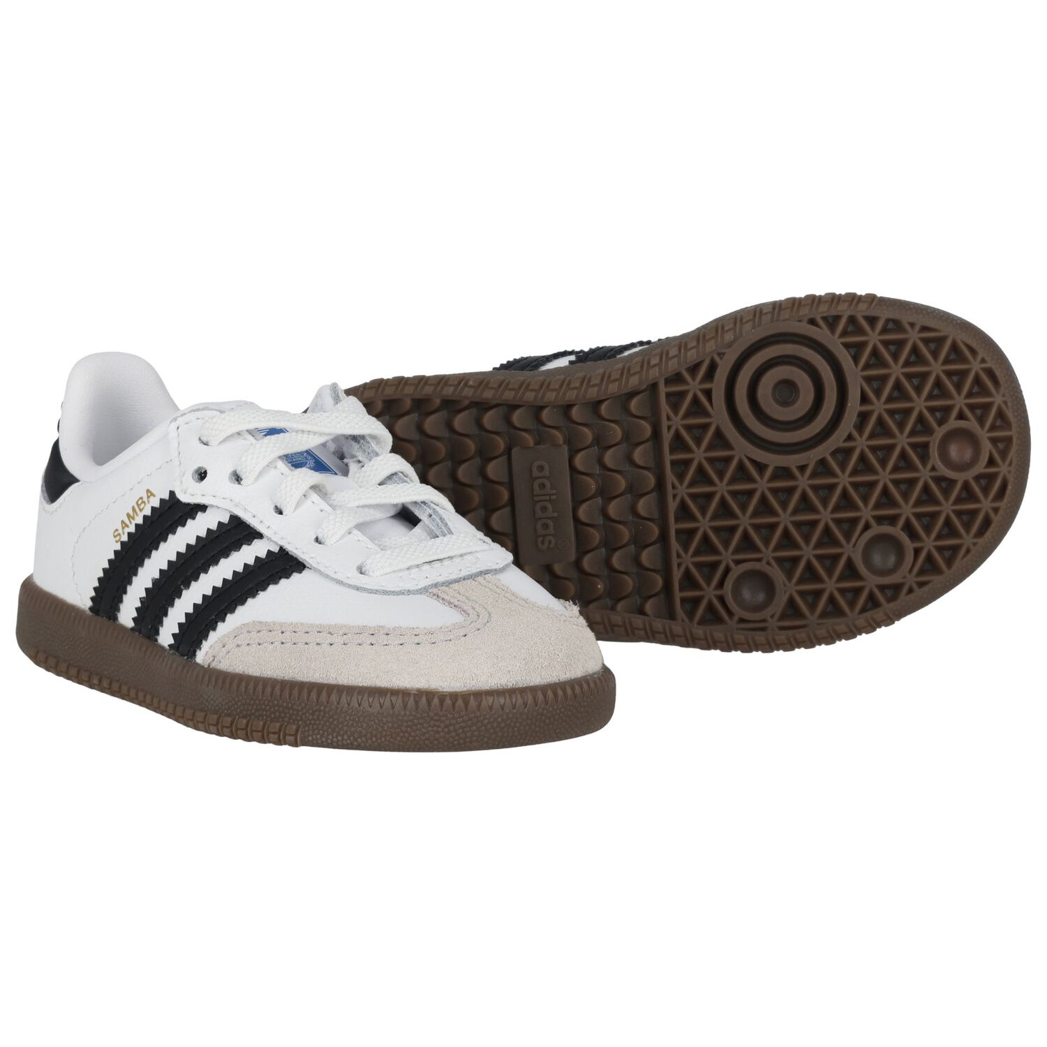 Younger White & Black Logo Samba Trainers, 1, hi-res