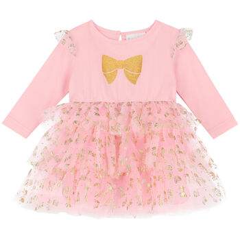 Younger Girls Pink & Gold Tutu Dress