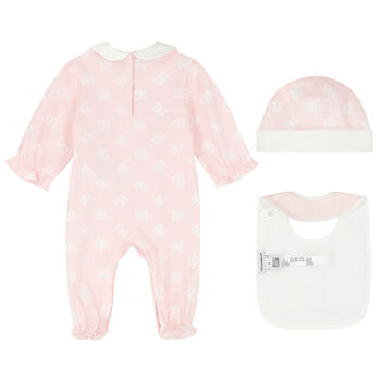 Baby Girls Pink Logo Babygrow Set