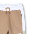 Boys Beige Logo Joggers, 3, hi-res