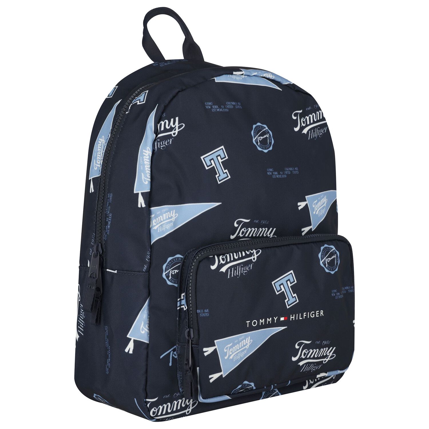 Boys Navy Blue Logo Backpack, 1, hi-res
