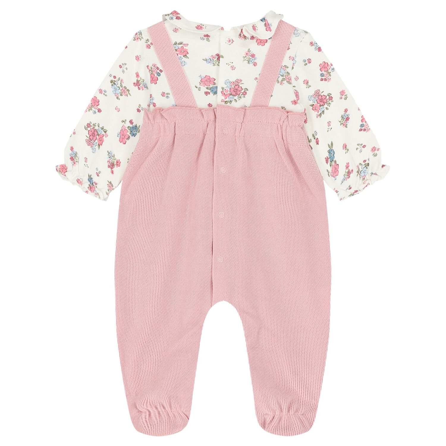 Baby Girls Ivory & Pink Logo Floral Babygrow, 1, hi-res image number null