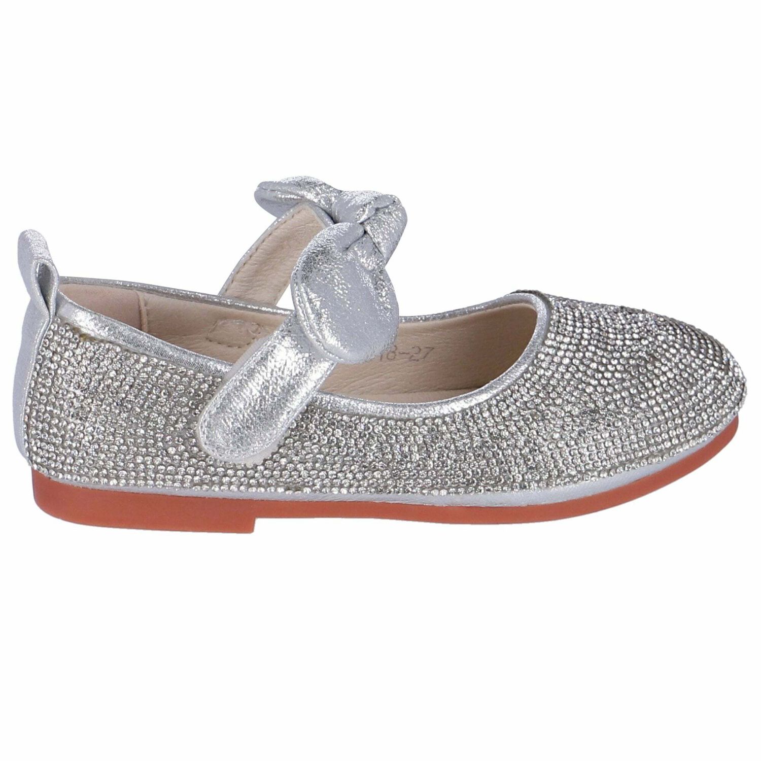 Girls Silver Ballerina Shoes, 1, hi-res