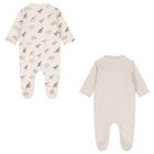 Baby Boys Ivory & Beige Dinosaur Babygrows ( 2-Pack ), 1, hi-res