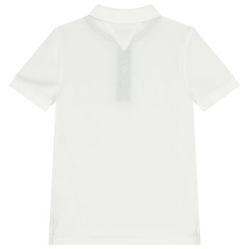 Boys White Varsity Logo Polo Shirt