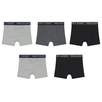 Boys Grey & Black Logo Boxer Shorts ( 5-Pack )
