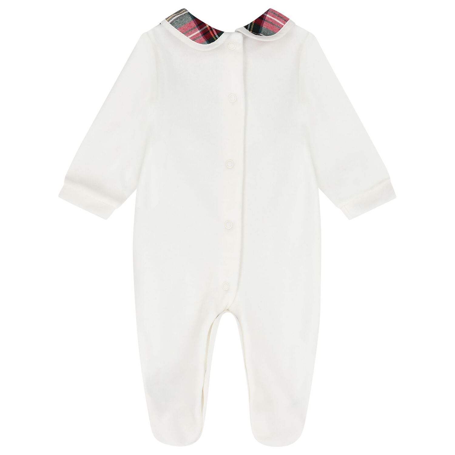 Baby Boys Ivory Tartan Babygrow, 1, hi-res