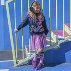 Girls Navy Blue & Pink Logo TrainersÂ , 1, hi-res