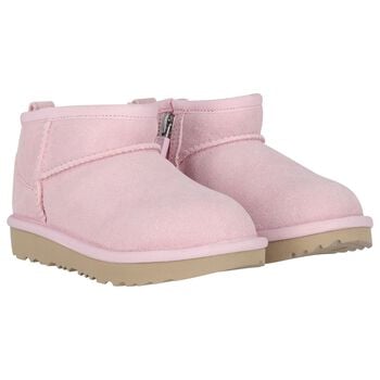 Younger Girls Pink Classic Ultra Mini Suede Boots