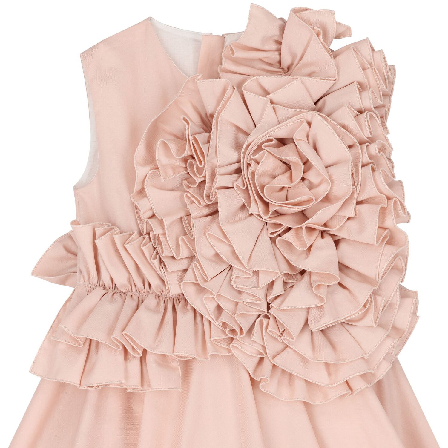 Girls Pink Ruffle Flower Dress, 2, hi-res