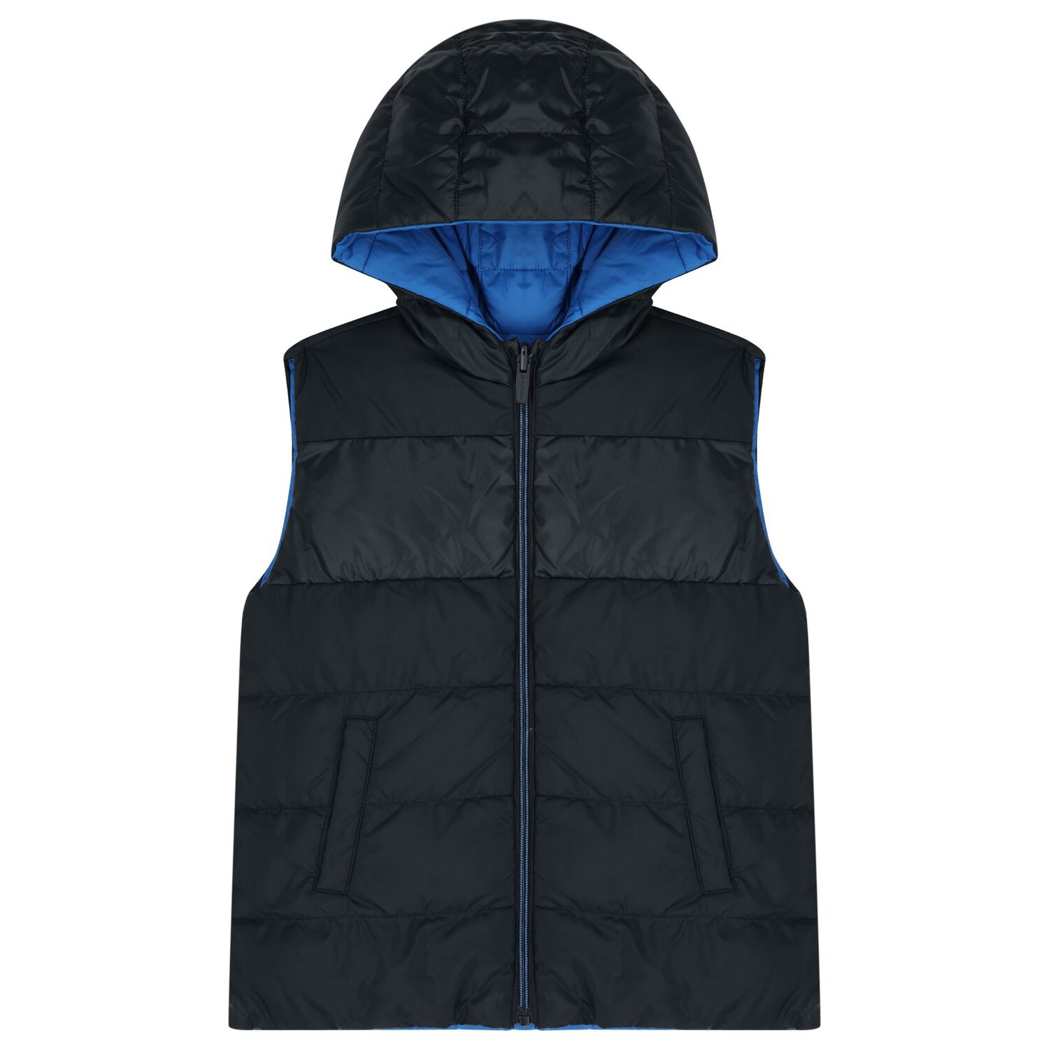 Boys Navy Blue & Blue Reversible Padded Gilet, 1, hi-res image number null